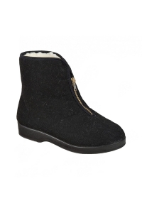 Pánske kapce na zips Pánske kapce nízke Mjartan, textil, čierna, zateplené prírodnou kožušinou, zapínanie na jeden kovový zips ꟾ Diapra.sk - pohodlná zdravotná obuv